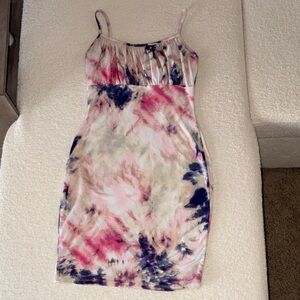 Charlotte Russe Pink and Blue Tie-Dye Mini Dress